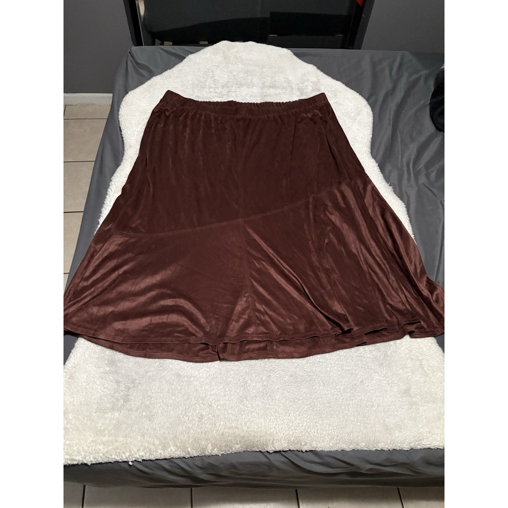 Catherines Black Label Burgundy Velvet Flare Midi Skirt Plus Size 3X